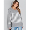image:imageANRABESS Womens Oversized Sweaters 2026 Long Sleeve Fuzzy Knit Casual Chunky Pullover Sweater Fall Outfits ClothesGrey White Stripe