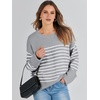 image:imageANRABESS Womens Oversized Sweaters 2026 Long Sleeve Fuzzy Knit Casual Chunky Pullover Sweater Fall Outfits ClothesGrey White Stripe