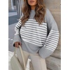 image:imageANRABESS Womens Oversized Sweaters 2026 Long Sleeve Fuzzy Knit Casual Chunky Pullover Sweater Fall Outfits ClothesGrey White Stripe