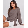 image:imageANRABESS Womens Oversized Sweatshirts Crew Neck Long Sleeve Shirts Casual Loose Slit 2026 Fall Outfits Y2K Teen Girls ClothesBrown