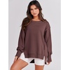 image:imageANRABESS Womens Oversized Sweatshirts Crew Neck Long Sleeve Shirts Casual Loose Slit 2026 Fall Outfits Y2K Teen Girls ClothesCoffee