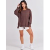 image:imageANRABESS Womens Oversized Sweatshirts Crew Neck Long Sleeve Shirts Casual Loose Slit 2026 Fall Outfits Y2K Teen Girls ClothesCoffee