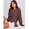 image:imageANRABESS Womens Oversized Sweatshirts Crew Neck Long Sleeve Shirts Casual Loose Slit 2026 Fall Outfits Y2K Teen Girls ClothesCoffee