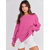 image:imageANRABESS Womens Oversized Sweatshirts Crew Neck Long Sleeve Shirts Casual Loose Slit 2026 Fall Outfits Y2K Teen Girls ClothesHot Pink