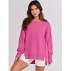 image:imageANRABESS Womens Oversized Sweatshirts Crew Neck Long Sleeve Shirts Casual Loose Slit 2026 Fall Outfits Y2K Teen Girls ClothesHot Pink