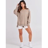 image:imageANRABESS Womens Oversized Sweatshirts Crew Neck Long Sleeve Shirts Casual Loose Slit 2026 Fall Outfits Y2K Teen Girls ClothesKhaki