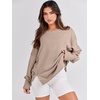 image:imageANRABESS Womens Oversized Sweatshirts Crew Neck Long Sleeve Shirts Casual Loose Slit 2026 Fall Outfits Y2K Teen Girls ClothesKhaki
