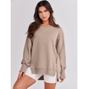 image:imageANRABESS Womens Oversized Sweatshirts Crew Neck Long Sleeve Shirts Casual Loose Slit 2026 Fall Outfits Y2K Teen Girls ClothesKhaki