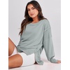 image:imageANRABESS Womens Oversized Sweatshirts Crew Neck Long Sleeve Shirts Casual Loose Slit 2026 Fall Outfits Y2K Teen Girls ClothesLight Green