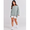 image:imageANRABESS Womens Oversized Sweatshirts Crew Neck Long Sleeve Shirts Casual Loose Slit 2026 Fall Outfits Y2K Teen Girls ClothesLight Green