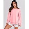 image:imageANRABESS Womens Oversized Sweatshirts Crew Neck Long Sleeve Shirts Casual Loose Slit 2026 Fall Outfits Y2K Teen Girls ClothesPink