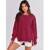 image:imageANRABESS Womens Oversized Sweatshirts Crew Neck Long Sleeve Shirts Casual Loose Slit 2026 Fall Outfits Y2K Teen Girls ClothesRed