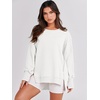 image:imageANRABESS Womens Oversized Sweatshirts Crew Neck Long Sleeve Shirts Casual Loose Slit 2026 Fall Outfits Y2K Teen Girls ClothesWhite