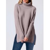 image:imageANRABESS Womens Oversized Turtleneck Batwing Sleeve Spilt Casual Loose Knit Tunic Pullover Sweater Tops 2026 Fall OutfitsAlmond