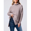 image:imageANRABESS Womens Oversized Turtleneck Batwing Sleeve Spilt Casual Loose Knit Tunic Pullover Sweater Tops 2026 Fall OutfitsAlmond