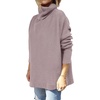 image:imageANRABESS Womens Oversized Turtleneck Batwing Sleeve Spilt Casual Loose Knit Tunic Pullover Sweater Tops 2026 Fall OutfitsAlmond