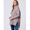 image:imageANRABESS Womens Oversized Turtleneck Batwing Sleeve Spilt Casual Loose Knit Tunic Pullover Sweater Tops 2026 Fall OutfitsAlmond