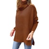 image:imageANRABESS Womens Oversized Turtleneck Batwing Sleeve Spilt Casual Loose Knit Tunic Pullover Sweater Tops 2026 Fall OutfitsAuburn