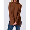 image:imageANRABESS Womens Oversized Turtleneck Batwing Sleeve Spilt Casual Loose Knit Tunic Pullover Sweater Tops 2026 Fall OutfitsAuburn