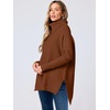 image:imageANRABESS Womens Oversized Turtleneck Batwing Sleeve Spilt Casual Loose Knit Tunic Pullover Sweater Tops 2026 Fall OutfitsAuburn