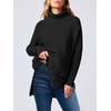 image:imageANRABESS Womens Oversized Turtleneck Batwing Sleeve Spilt Casual Loose Knit Tunic Pullover Sweater Tops 2026 Fall OutfitsBlack