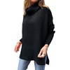 image:imageANRABESS Womens Oversized Turtleneck Batwing Sleeve Spilt Casual Loose Knit Tunic Pullover Sweater Tops 2026 Fall OutfitsBlack