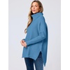 image:imageANRABESS Womens Oversized Turtleneck Batwing Sleeve Spilt Casual Loose Knit Tunic Pullover Sweater Tops 2026 Fall OutfitsBlue