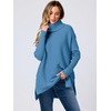 image:imageANRABESS Womens Oversized Turtleneck Batwing Sleeve Spilt Casual Loose Knit Tunic Pullover Sweater Tops 2026 Fall OutfitsBlue