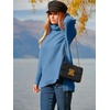 image:imageANRABESS Womens Oversized Turtleneck Batwing Sleeve Spilt Casual Loose Knit Tunic Pullover Sweater Tops 2026 Fall OutfitsBlue