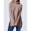 image:imageANRABESS Womens Oversized Turtleneck Batwing Sleeve Spilt Casual Loose Knit Tunic Pullover Sweater Tops 2026 Fall OutfitsBrown