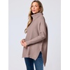 image:imageANRABESS Womens Oversized Turtleneck Batwing Sleeve Spilt Casual Loose Knit Tunic Pullover Sweater Tops 2026 Fall OutfitsBrown