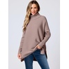 image:imageANRABESS Womens Oversized Turtleneck Batwing Sleeve Spilt Casual Loose Knit Tunic Pullover Sweater Tops 2026 Fall OutfitsBrown
