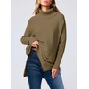 image:imageANRABESS Womens Oversized Turtleneck Batwing Sleeve Spilt Casual Loose Knit Tunic Pullover Sweater Tops 2026 Fall OutfitsCamel