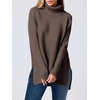 image:imageANRABESS Womens Oversized Turtleneck Batwing Sleeve Spilt Casual Loose Knit Tunic Pullover Sweater Tops 2026 Fall OutfitsChocola Coffee