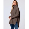 image:imageANRABESS Womens Oversized Turtleneck Batwing Sleeve Spilt Casual Loose Knit Tunic Pullover Sweater Tops 2026 Fall OutfitsChocola Coffee