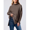 image:imageANRABESS Womens Oversized Turtleneck Batwing Sleeve Spilt Casual Loose Knit Tunic Pullover Sweater Tops 2026 Fall OutfitsChocola Coffee