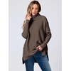 image:imageANRABESS Womens Oversized Turtleneck Batwing Sleeve Spilt Casual Loose Knit Tunic Pullover Sweater Tops 2026 Fall OutfitsChocola Coffee