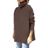 image:imageANRABESS Womens Oversized Turtleneck Batwing Sleeve Spilt Casual Loose Knit Tunic Pullover Sweater Tops 2026 Fall OutfitsChocola Coffee