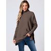 image:imageANRABESS Womens Oversized Turtleneck Batwing Sleeve Spilt Casual Loose Knit Tunic Pullover Sweater Tops 2026 Fall OutfitsChocola Coffee