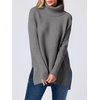 image:imageANRABESS Womens Oversized Turtleneck Batwing Sleeve Spilt Casual Loose Knit Tunic Pullover Sweater Tops 2026 Fall OutfitsDark Gray
