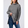 image:imageANRABESS Womens Oversized Turtleneck Batwing Sleeve Spilt Casual Loose Knit Tunic Pullover Sweater Tops 2026 Fall OutfitsDark Gray