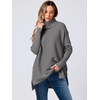 image:imageANRABESS Womens Oversized Turtleneck Batwing Sleeve Spilt Casual Loose Knit Tunic Pullover Sweater Tops 2026 Fall OutfitsDark Gray