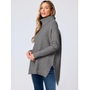 image:imageANRABESS Womens Oversized Turtleneck Batwing Sleeve Spilt Casual Loose Knit Tunic Pullover Sweater Tops 2026 Fall OutfitsDark Gray