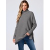 image:imageANRABESS Womens Oversized Turtleneck Batwing Sleeve Spilt Casual Loose Knit Tunic Pullover Sweater Tops 2026 Fall OutfitsDark Gray