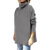 image:imageANRABESS Womens Oversized Turtleneck Batwing Sleeve Spilt Casual Loose Knit Tunic Pullover Sweater Tops 2026 Fall OutfitsDark Gray