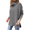 image:imageANRABESS Womens Oversized Turtleneck Batwing Sleeve Spilt Casual Loose Knit Tunic Pullover Sweater Tops 2026 Fall OutfitsDark Gray