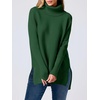 image:imageANRABESS Womens Oversized Turtleneck Batwing Sleeve Spilt Casual Loose Knit Tunic Pullover Sweater Tops 2026 Fall OutfitsDeep Green