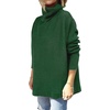 image:imageANRABESS Womens Oversized Turtleneck Batwing Sleeve Spilt Casual Loose Knit Tunic Pullover Sweater Tops 2026 Fall OutfitsDeep Green