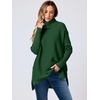 image:imageANRABESS Womens Oversized Turtleneck Batwing Sleeve Spilt Casual Loose Knit Tunic Pullover Sweater Tops 2026 Fall OutfitsDeep Green