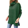 image:imageANRABESS Womens Oversized Turtleneck Batwing Sleeve Spilt Casual Loose Knit Tunic Pullover Sweater Tops 2026 Fall OutfitsDeep Green